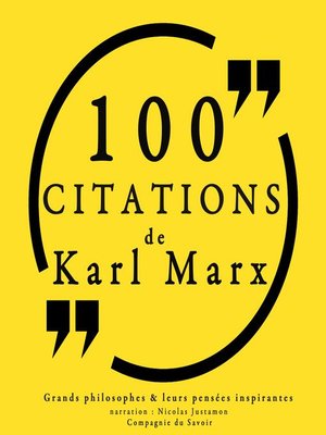 cover image of 100 citations de Karl Marx